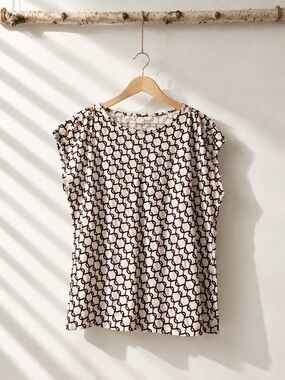 Talbots Sailor Rope Print Scoop Neck Blouse